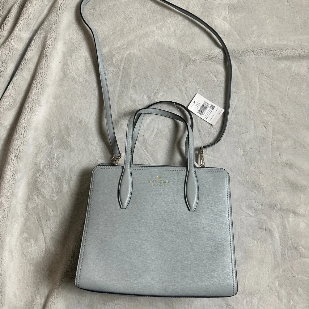 New! Kate Spade Rowe Medium‎ Top Zip Satchel Pebble Leather in Avalon Mist